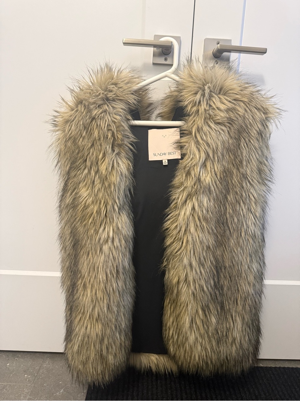 Aritzia Sunday Best Faux Fur Teddy Jacket in Olive-Tan Blend